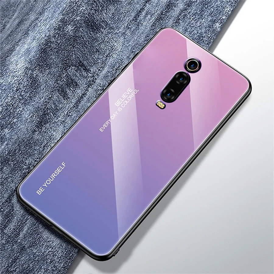 Градиентный чехол из закаленного стекла для Xiaomi Redmi K20 Note 8 7 6 5 Pro 7A 6A, силиконовый чехол с мягким краем для xiomi Redmi Note 7 8