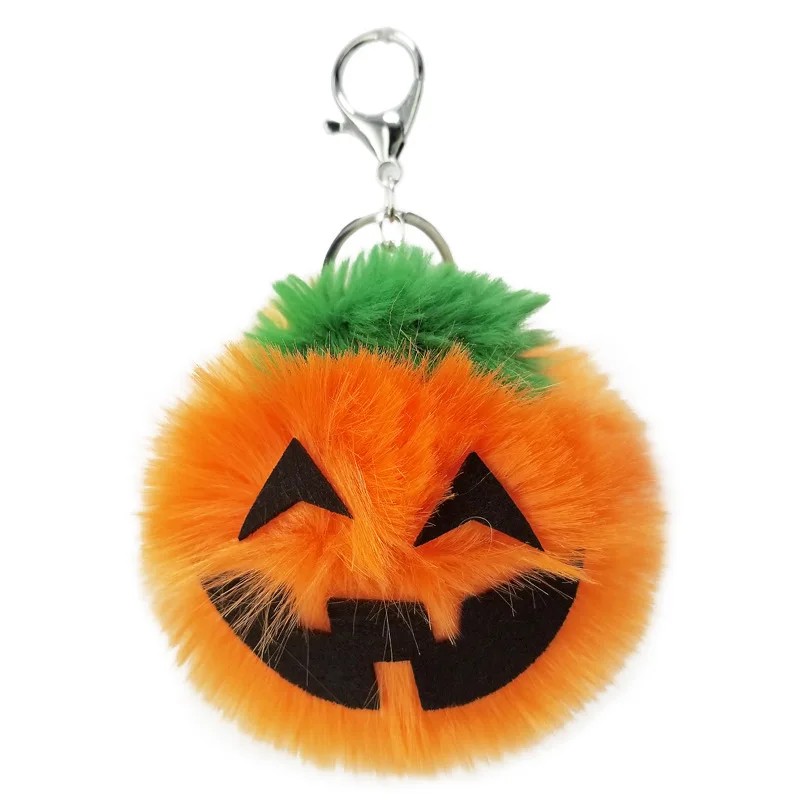 

Fancy&Fantasy Faux Rabbit Fur Pom Pom Keychain Halloween Key Ring Bag Charms Pumpkin Fluffy Pompom Ball Keychains Porte Clef