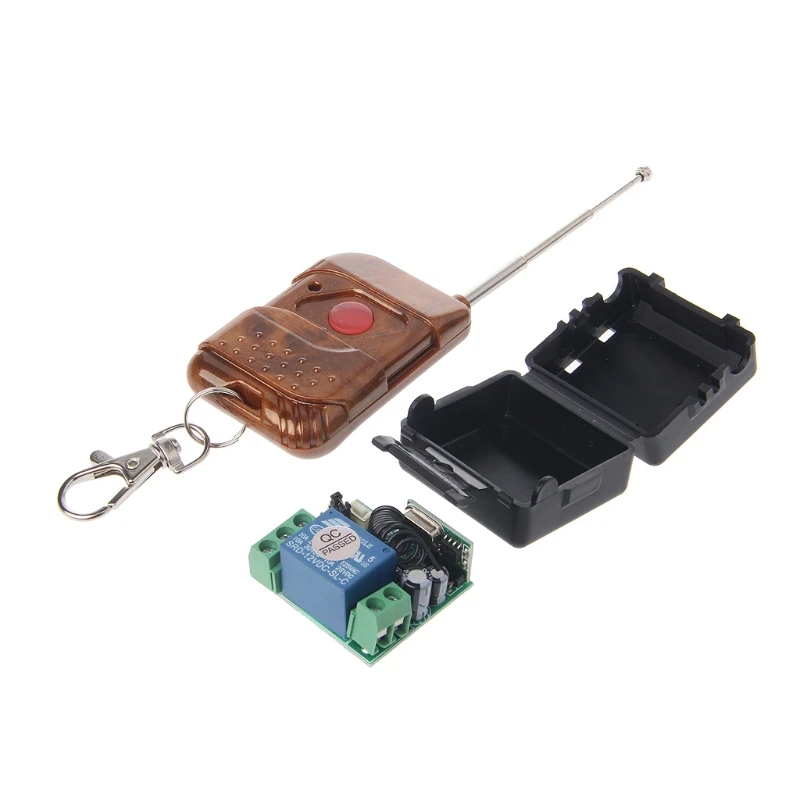 

1 PC DC 12V 10A Relay 1CH Wireless RF Remote Control Switch Transmitter + Receiver 315MHz/433MHz