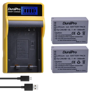 

2pc 1300mAH NB-10L NB 10L Battery + LCD USB Charger for Canon G1X G15 G16 SX40HS SX50HS SX60HS SX40 SX50 SX60 HS Camera