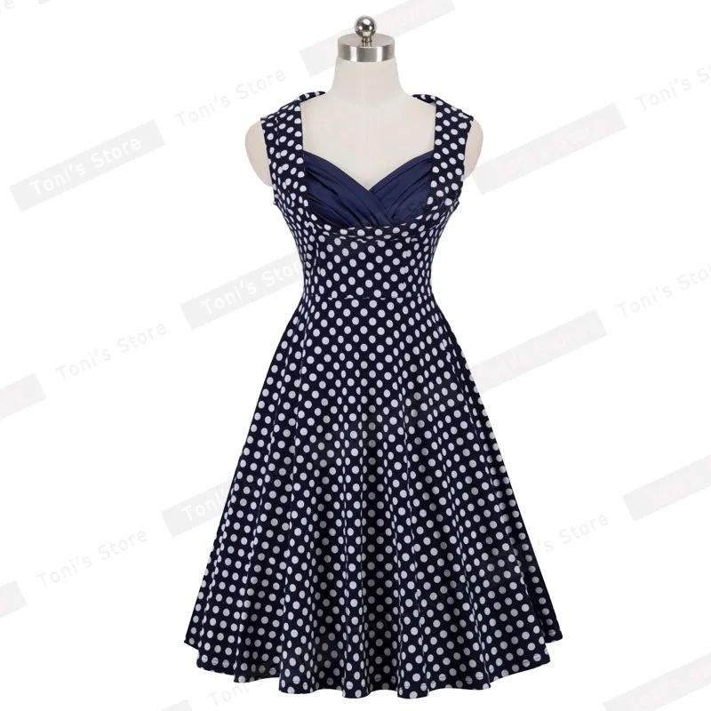 Nice-forever Retro Polka Dot Patchwork Dresses Pin