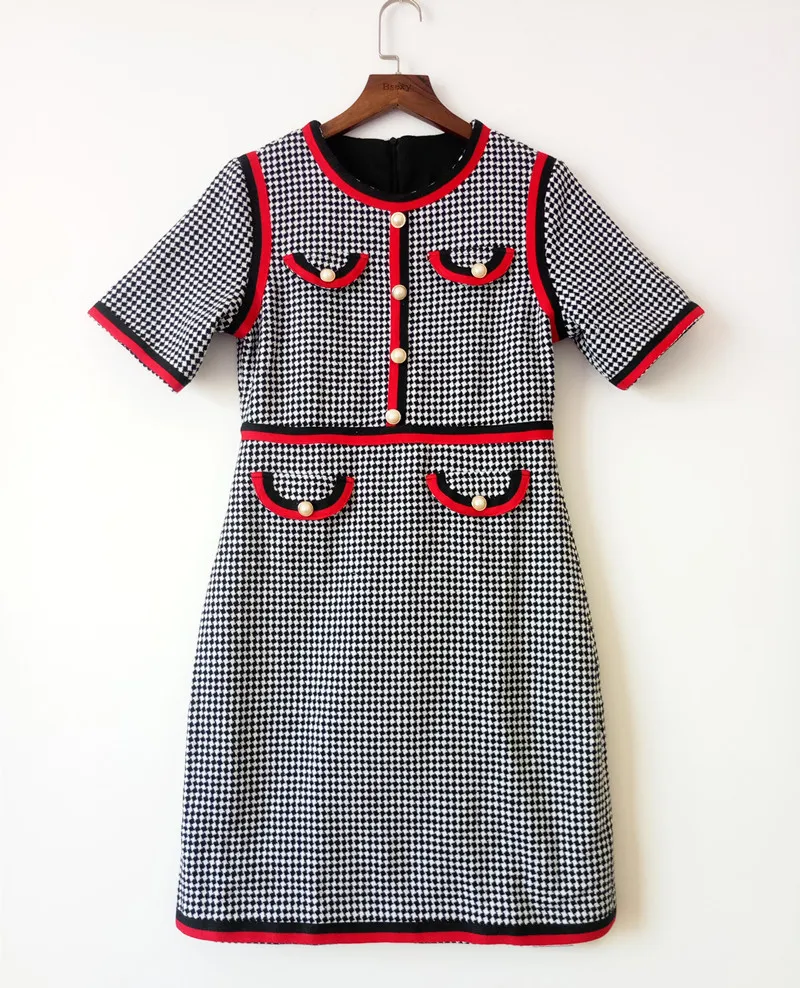 2017 в начале осени Кейт Миддлтон шерстяное платье клетку Для женщин О образным