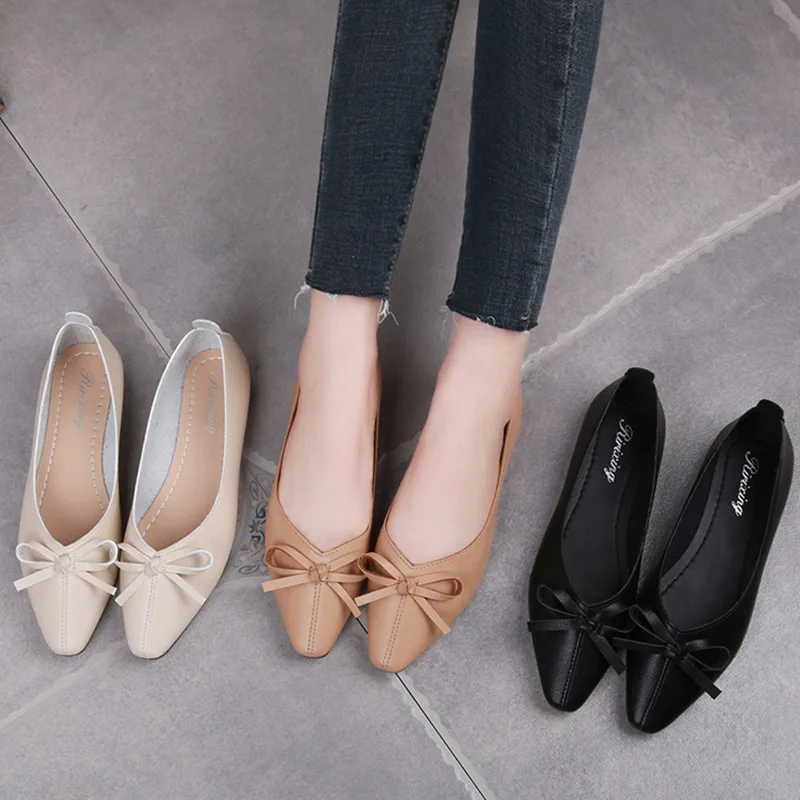 

Spring Autumn Woman Flats Pointed Toe Slip on Flat Shoes Women Ballet Flats Bowtie Boat Shoes Loafers Oxford Shoes 7221