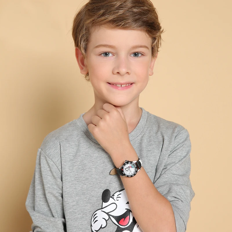 Boys Mickey Mouse Sports Watch Disney Prince Dream Child Play Leather Quartz Waterproof Watches For Children Gift Parents 14032