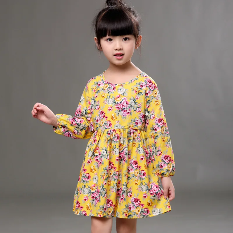 Hot Sale New 2017 Spring Summer Girl Dress Fruit Lemon Pattern Baby Girl Dress Children Sundresses Kids Full Sleeve Dresses (4)