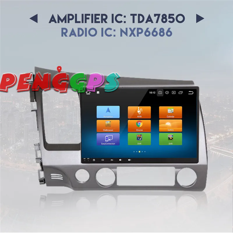 Top 10.2 inch Android 7.1 8.0 Car Radio GPS Navigation Headunit for Honda Civic Sedan 2007-2011 Multimedia no Car DVD Player Stereo 9