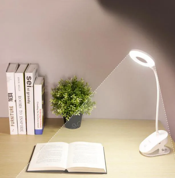

T101 touch switch 3 modes Clip Desk lamp 7000 K eye protection reading dimmer 18650 Battery USB Led Desk lamp