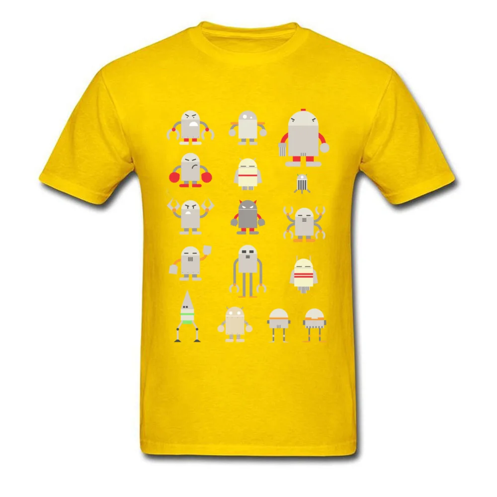 micro-bots Cotton Fabric Men Short Sleeve Tops Shirt Normal Summer/Autumn T Shirt Geek Tee-Shirt New Arrival Round Collar micro-bots yellow