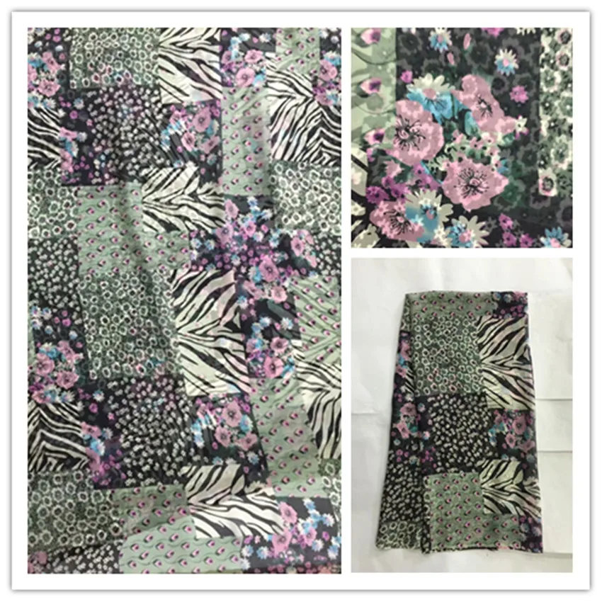 140cm New Summer Print 100%Silk Chiffon Fabric Fashion colorful leopard design print 100% silk chiffon fabric 6momme DS03 | Дом и сад