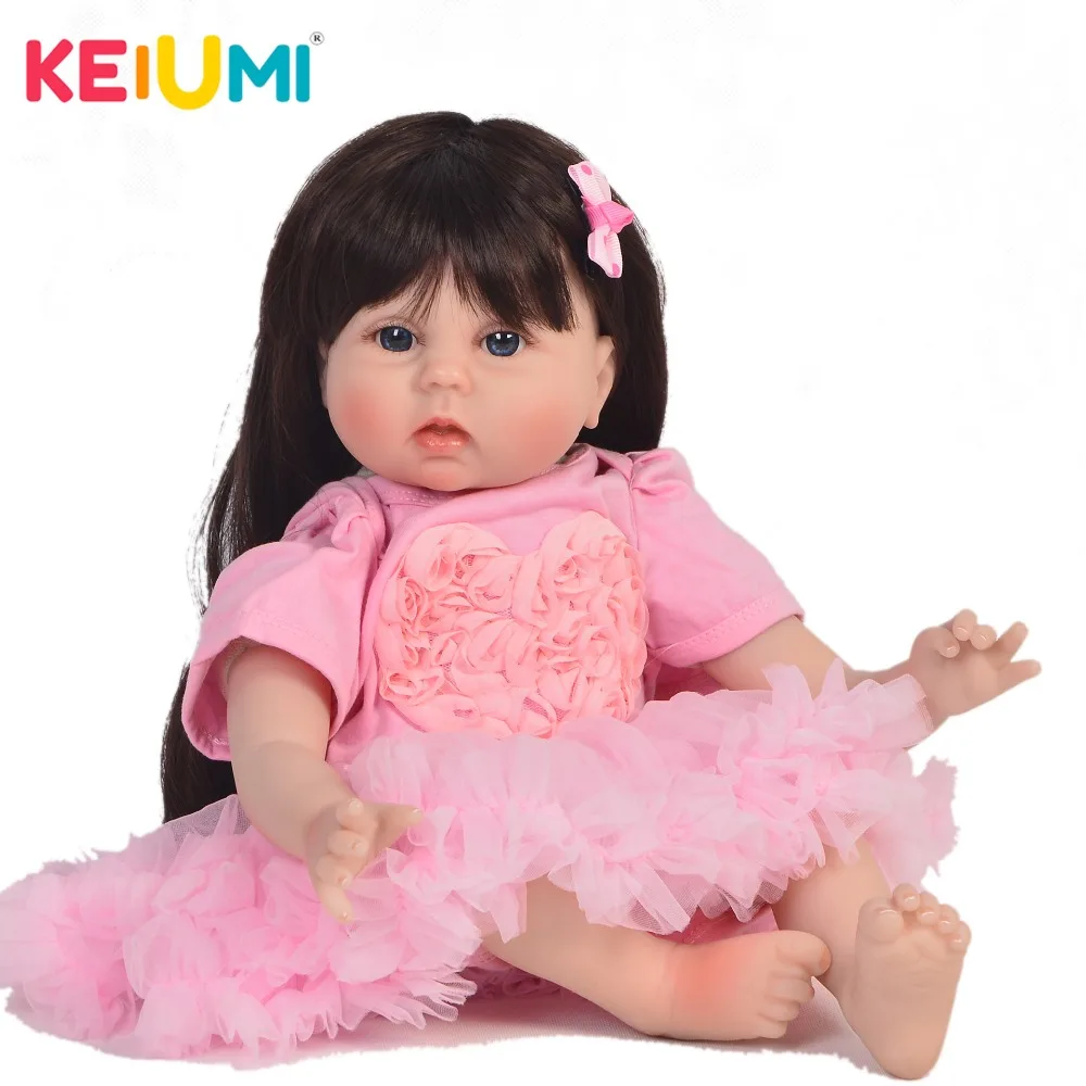 

KEIUMI 22''LifeLike Soft Silicone Vinyl Reborn Baby Doll Girl 55 cm Baby Reborn Toys For Children Christmas Superise Gifts