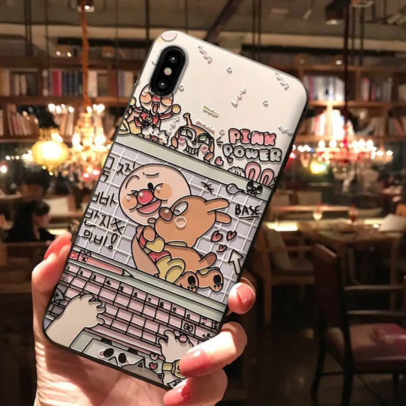 С рисунком из мультфильма «ампамман рельефный чехол для телефона для iPhone XS MAX XR Капа Симпатичные, из мягкого ТПУ для задней крышки для iPhone X, 8, 7, 6 S, 6 Plus, чехол