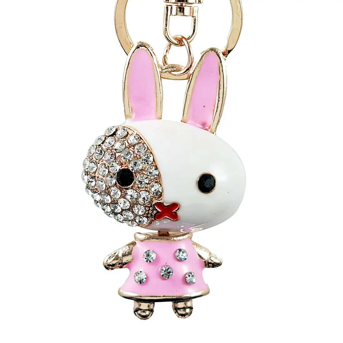 

TianBo Rabbit Car Keyring Fashion Jewelry Women Bag Rings Key Crystal Rhinestone Crystal Charm Pendant Key Chain Gift Moda