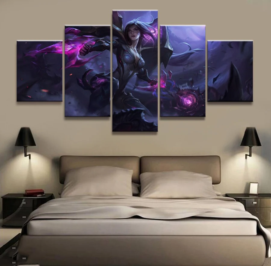 5 Panel LOL League of Legends Kaisa Game Canvas Printed Painting For Living Wall Art Home Decor HD Picture Artworks Poster | Дом и сад