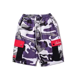 Японский Harajuku модные большие карманы камуфляжные шорты для Для мужчин Urban мальчиков летние уличной хип-хоп Короткие штаны плюс Размеры M-XXL