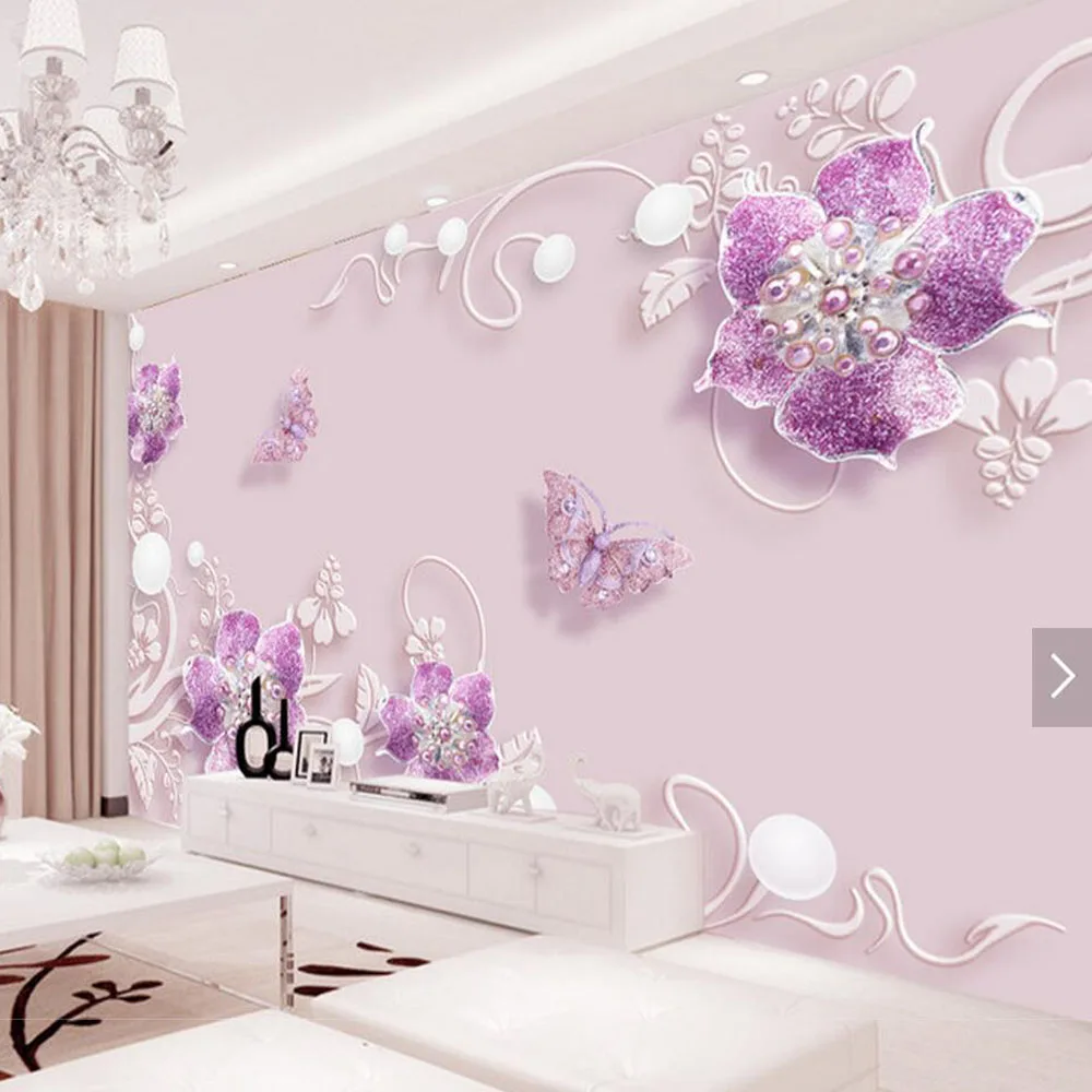 3D обои фиолетовый цветок бабочка Настенная Обои HD фото обои домашний декор обои для ТВ спальня обои в рулонах