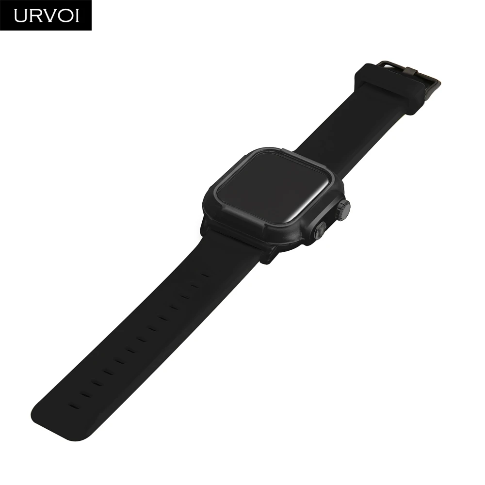 Чехол URVOI для Apple Watch series 4 3 2 силиконовый ремешок с чехлом для iWatch Водонепроницаемый Мягкий плотно прилегающий antishock 44 мм