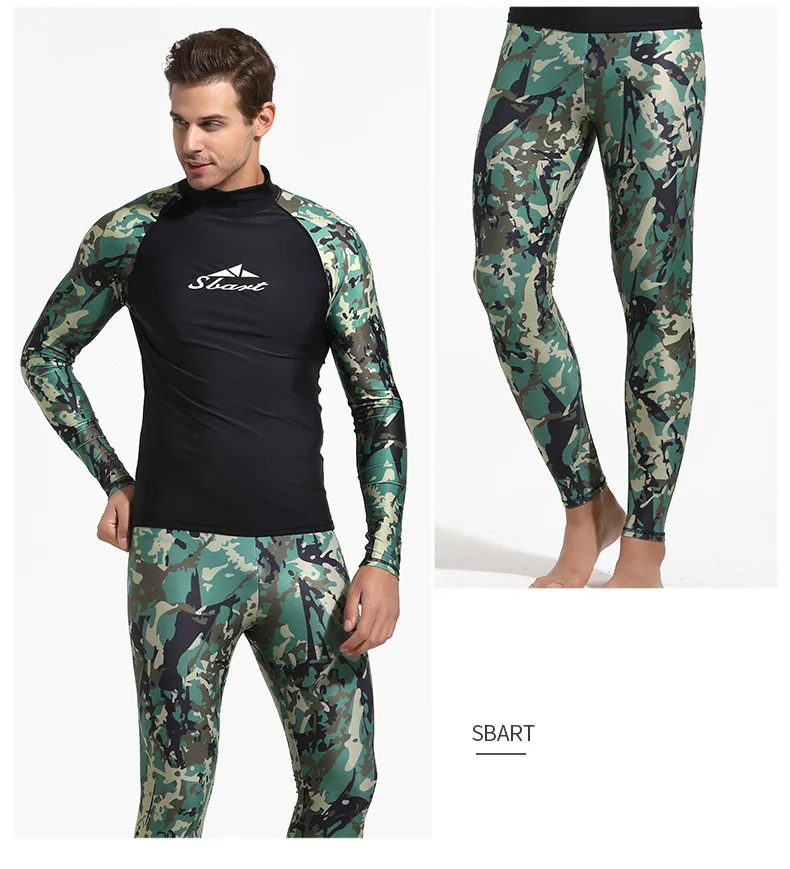 Камуфляж Рашгард для мужчин Rashguard купальник с длинным рукавом для серфинга рубашка для плавания Брюки лайкра гидрокостюм паруса костюм для дайвинга спортивная одежда