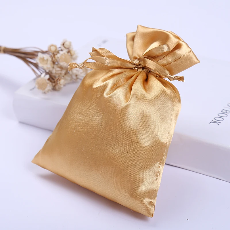 50 шелковых пятен мешок шнурок с лентой веревка для ювелирных изделий волос путешествия часы обувь бриллиантовый бисер кольцо макияж подарочная упаковка сумка - Цвет: Золотой