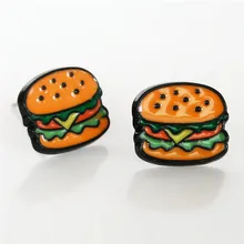 Эмаль Прекрасный мультфильм быстро серьги в виде еды косплей ювелирные изделия милые дети гамбургер серьги гвоздики дети уха шпильки рождественские подарки