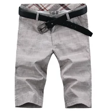 Лето, Новая мужская мода, бутик, хлопок и лен, клетчатые повседневные шорты, тонкие мужские льняные клетчатые шорты для активного отдыха, мужские