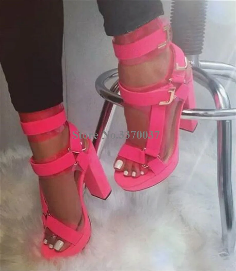 Новейшая модель; женские модные замшевые сандалии-гладиаторы на высокой платформе, с ремешками и пряжками, на не сужающемся книзу массивном каблуке; Лоскутная обувь на высоком каблуке с ремешком вокруг щиколотки