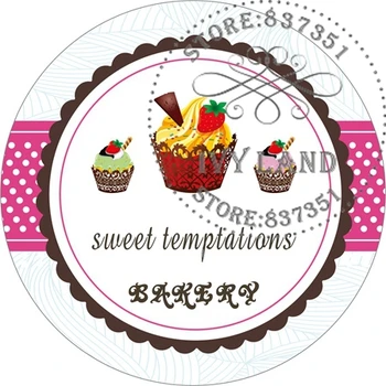 

Free Shipping,New Paper,Custom Adhesive Sticker / Label,For Dessert / Store,Circle 5cm,D11