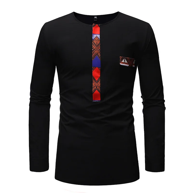 

African Dashiki Print T Shirt Men 2019 Brand New Long Sleeve African Clothes Streetwear Casual Tee Shirt Homme African Clothing
