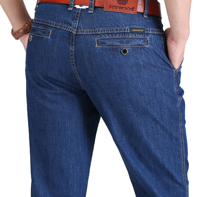 TIGER CASTLE 100% Cotton Spring Summer Men Jeans Slight Classic Denim Pants Male Washed Baggy Blue Designer Causal Jeans Man