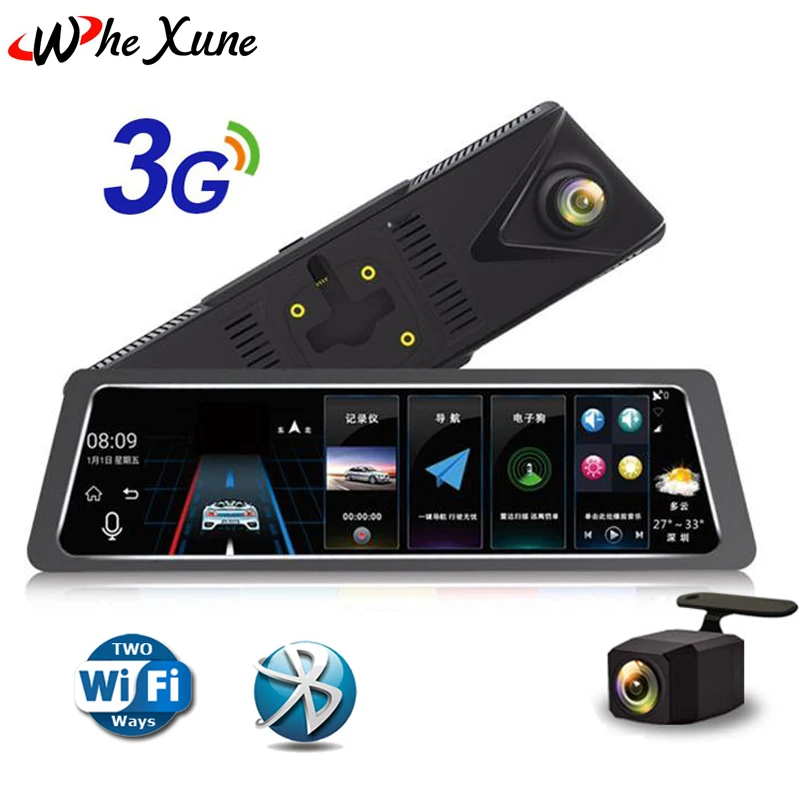 Whexune 2018 новый 10 дюймов Видеорегистраторы для автомобилей 3G Android 5.0 WiFi dashcam 16 ГБ Quad