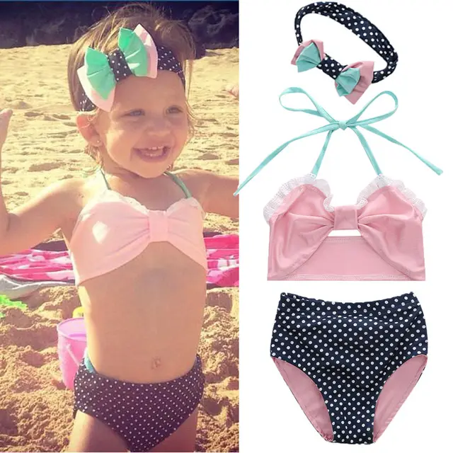 Best Price 2018 Baby Girl Bikini Suit Lace Polka Dot Bow Swimwear Swimsuit Bathing Costume 1-6Y Children Swimsuit Children's Swimwear