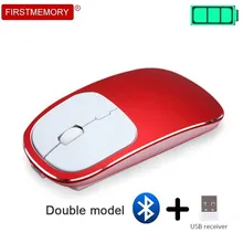 Беспроводная мышь bluetooth перезаряжаемые двухрежимный тихий USB оптическая мышь Ультра тонкая 4 кнопки компьютерная мышь для ноутбука Настольный