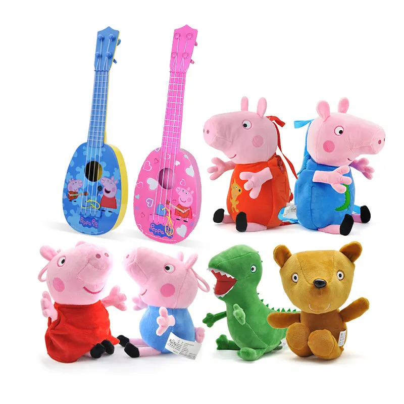 

Hot 37cm/15" Genuine Peppa Pig George Children Musical Instruments Ukulele Guitar Education Toy 30cm plush Doll Birthday Gift
