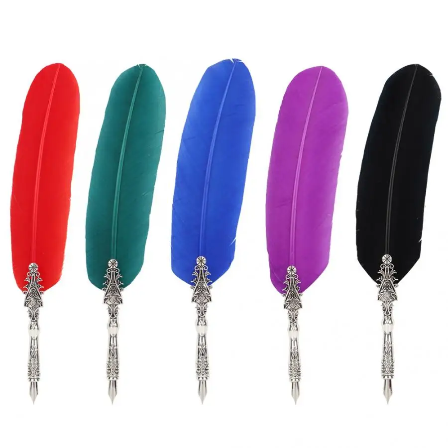 Vintage Retro Quill Feather Dip Pen Metal Nibs Calligraphy Writing Pen