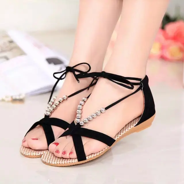 

Shoes woman sandals 2016 hot fashion summer women wedges sandals beading bohemia sandals women shoes