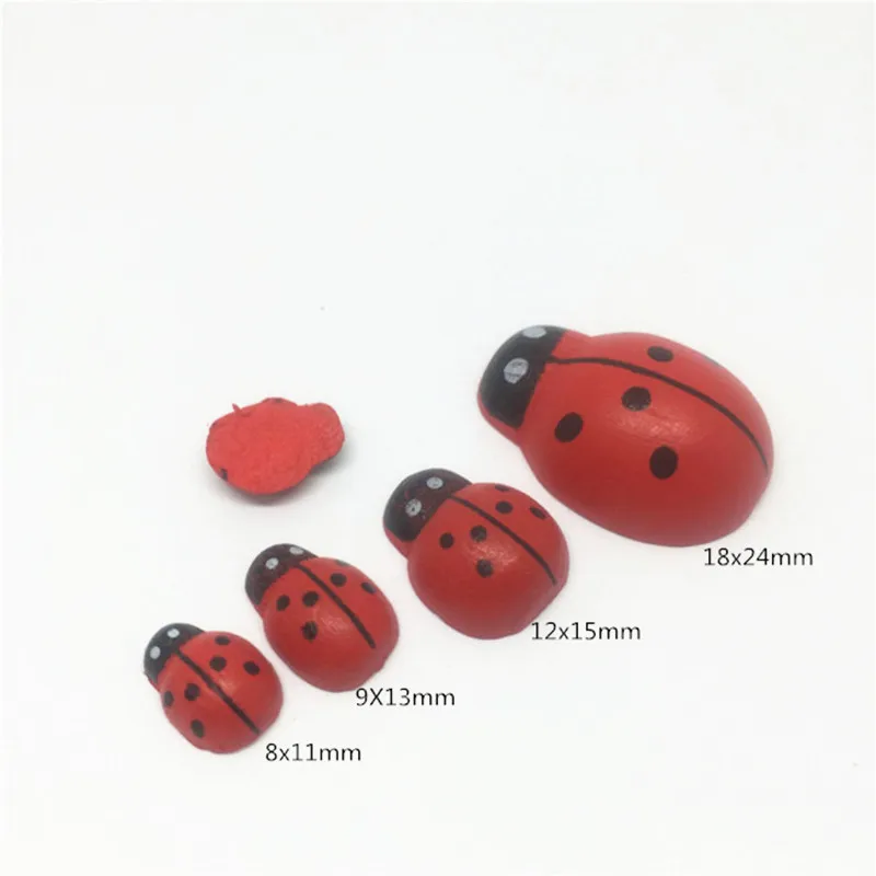 

50pcs Red Wood Ladybirds Ladybugs Crafts Toppers Easter DIY Embellishments Scrapbooking Cardmaking 4 Sizes