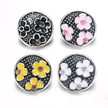 

10pcs/lot Folwer Snap Jewelry Crystal Heart 18mm Metal Snap Buttons For Snap Button Bracelet Bangle jewelry Accessories 9971