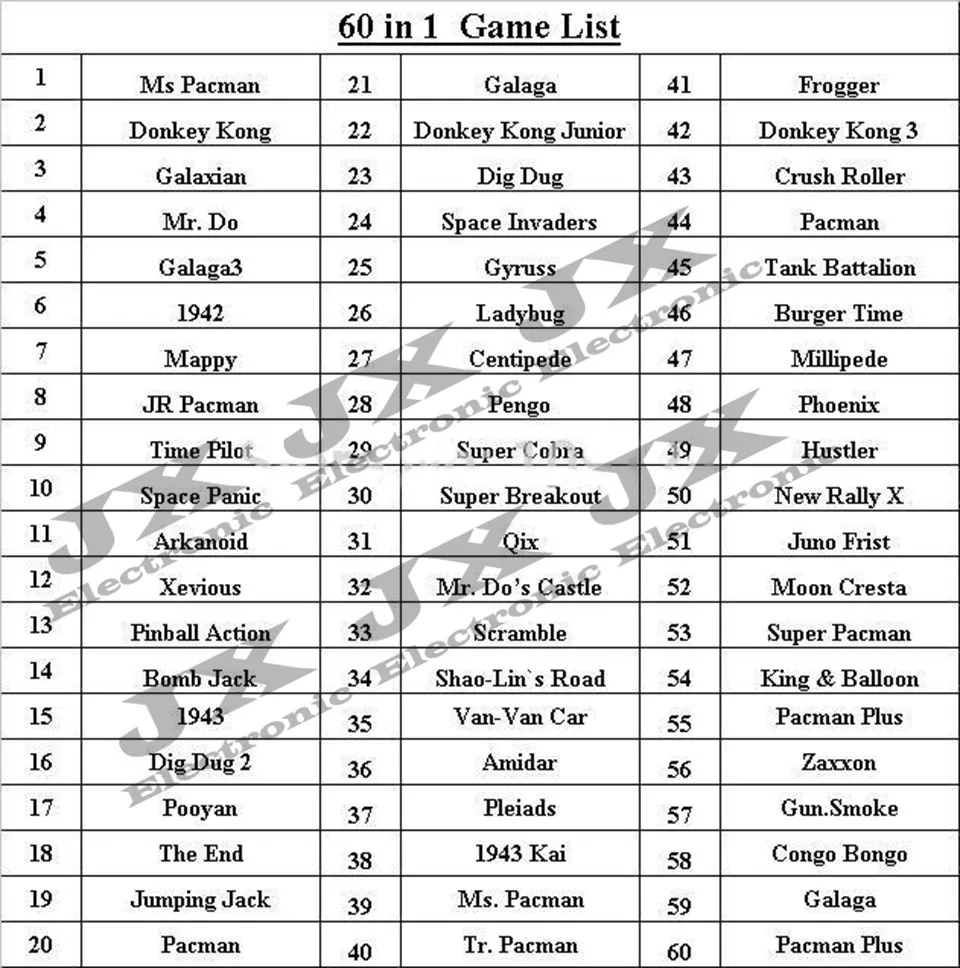 Джамма 60 в 1 классической игры печатной платы для коктейля игровых автоматов или прямо аркадная игра машина 1 шт
