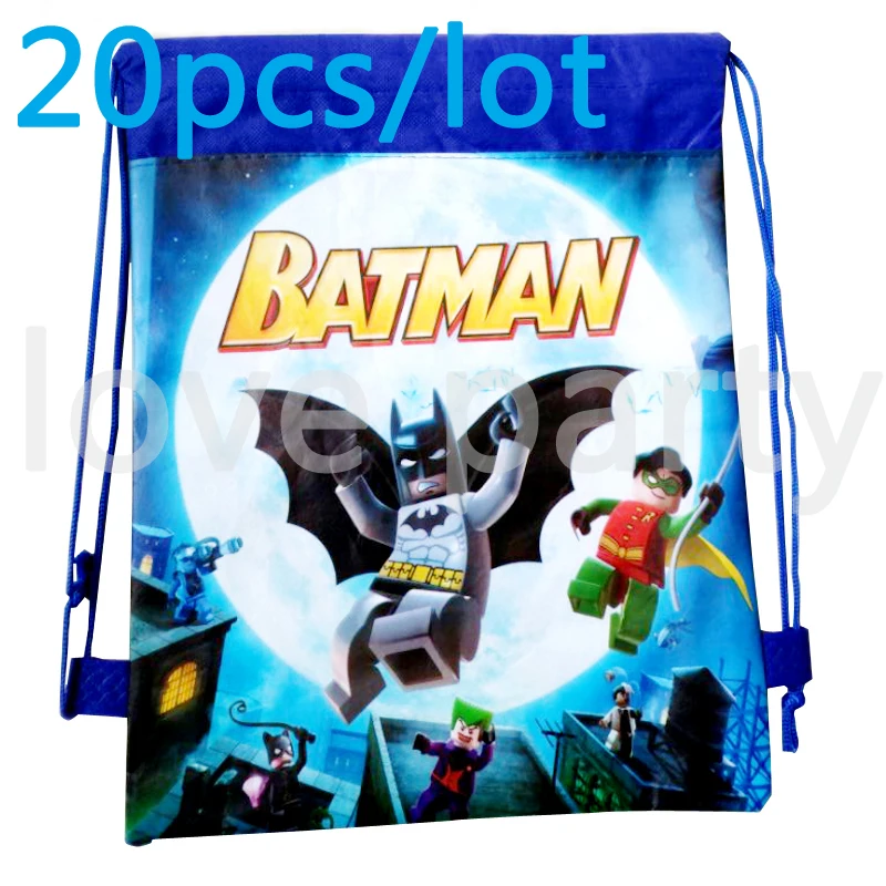 20 штук супер герой тема шнурок Gits сумки Дети сувениры Lego Batman Рюкзак Baby Shower День