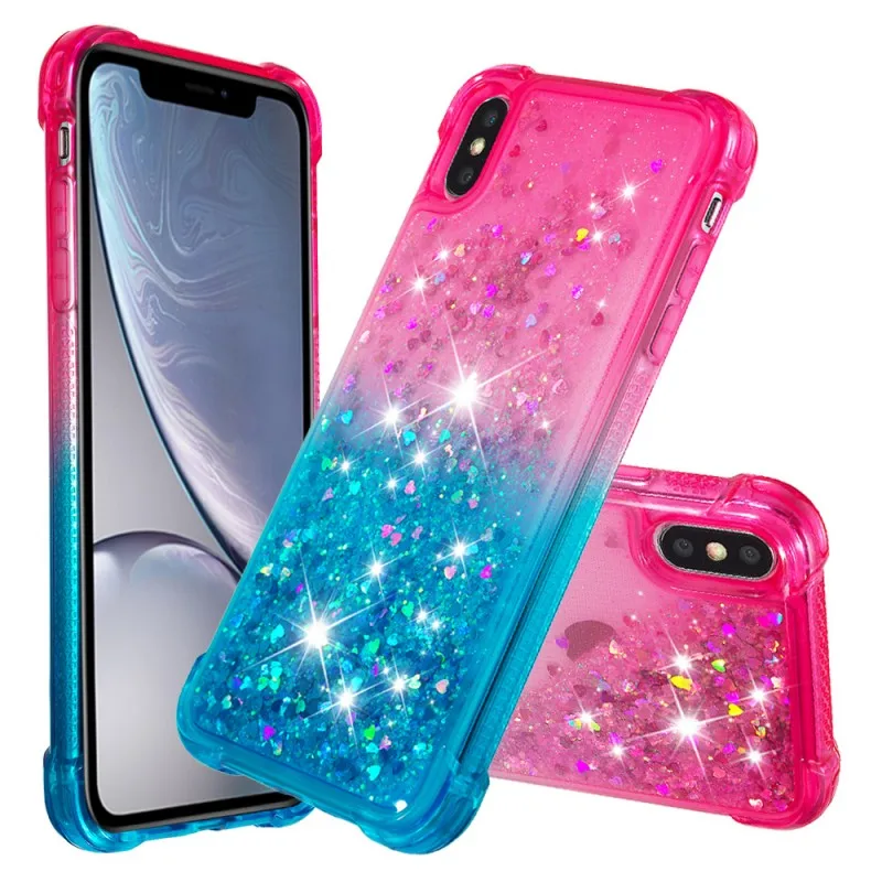 Блестящий Алмазный блестящий чехол для IPhone X Coque XR XS MAX Quicksand градиентный |