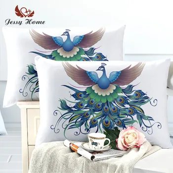 

2 Piece Animal Pillowcase Cartoon Pillow Cover Purple Microfiber Fabric Soft Peacock Fly Pillow Case 50cmx75cm 50cmx90cm 28
