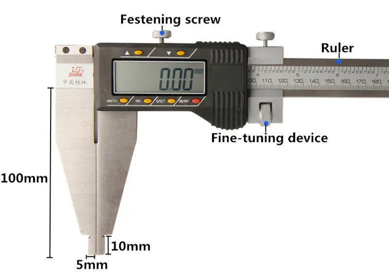 SHAN цифровой штангенциркуль 0-500 мм/0,01 электронные Штангенциркули из нержавеющей стали метрический/дюймовый микрометр датчик, измеритель