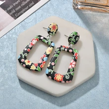 Новинка, большие геометрические Висячие цветочные серьги для женщин, винтажные большие массивные серьги в стиле панк, змеиная кожа, вечерние ювелирные изделия, подарки