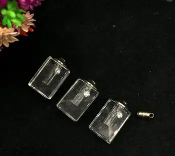 

50pcs/lot clear lovely pendant crystal vials bottle name or rice art screw cap perfume Essential oil necklace jewelry trinket