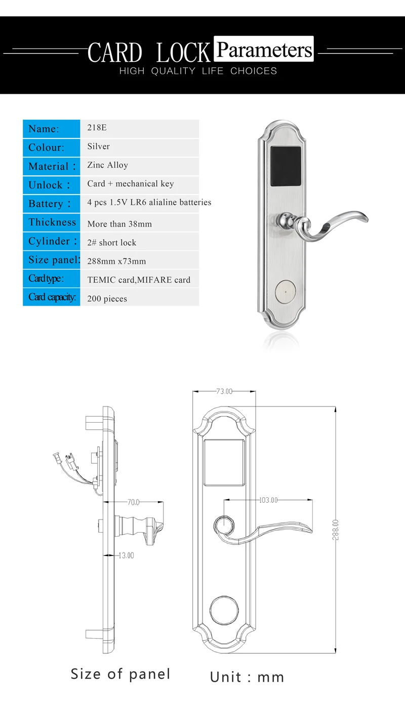 RFID Card Smart Lock Digital Keyless  Electronic Hotel Lock Door