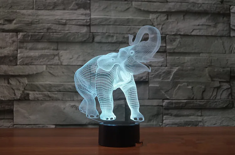 3D лампа ночник семь цветов Животные Многоцветный RGB лампа Рождественский Декор Детские Подарочные игрушки сенсорный пульт дистанционного управления настольная лампа - Испускаемый цвет: Elephant
