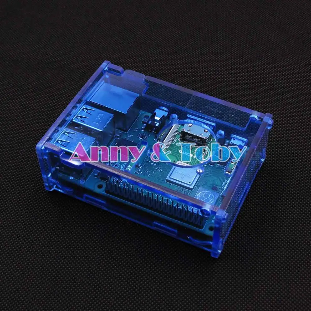 Модель B22:Raspberry PI3B + plus B прозрачный синий акриловый чехол Корпус Корпуса корпус из
