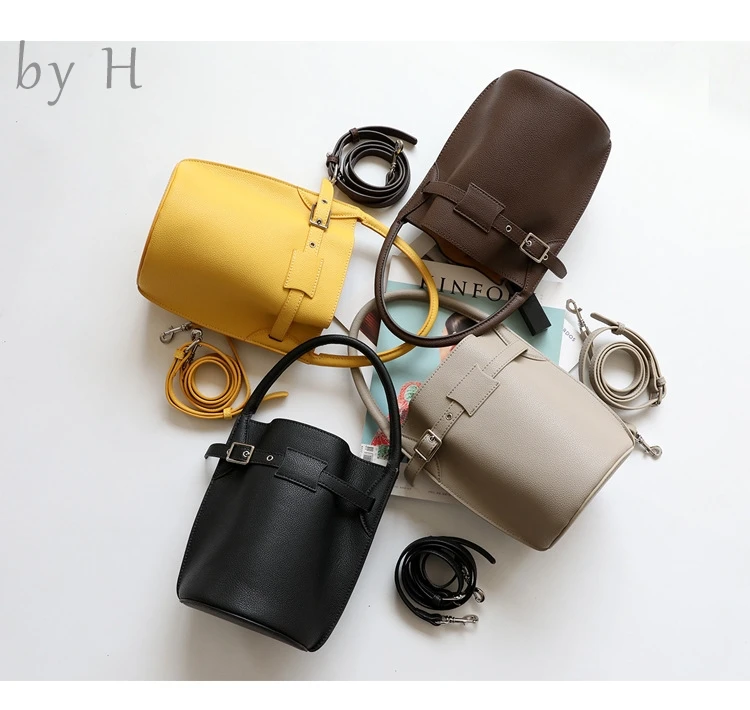 

by H 2019 new arrival genuine leather luxury designer womens bucket bag belt detail messenger bag cross body bag fashion blogger