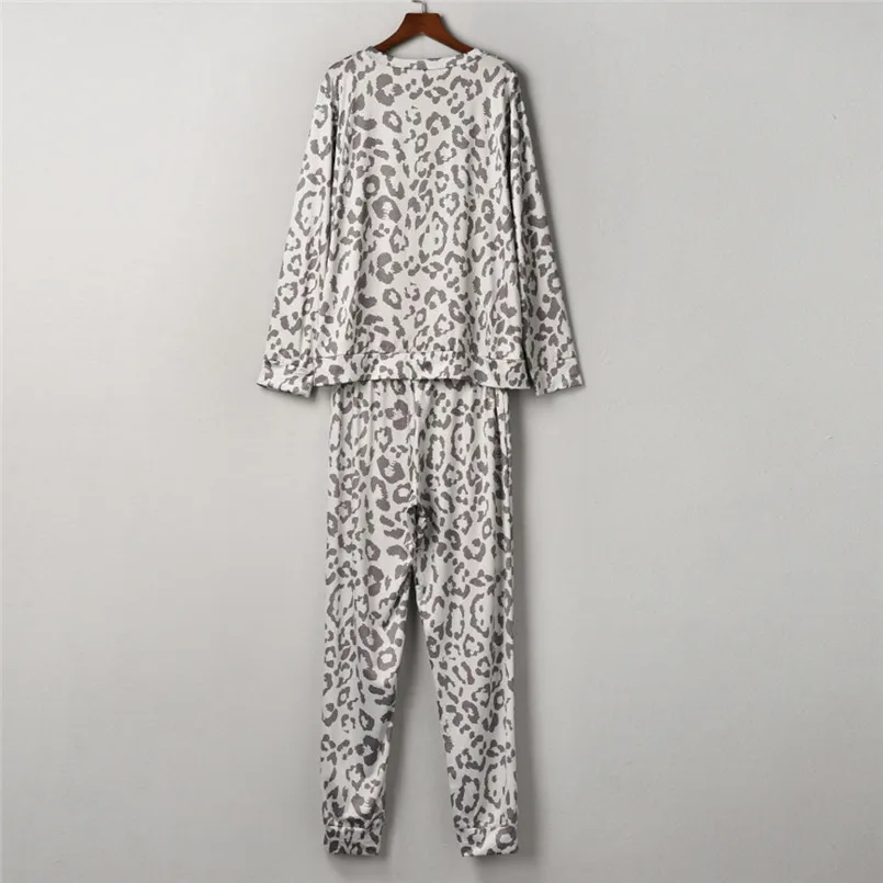 2Pcs Women Leopard Print Pants Sets Leisure Wear Lounge Wear Suit Sweet Homewear Conjuntos De Mujer #F#40DE03 (11)