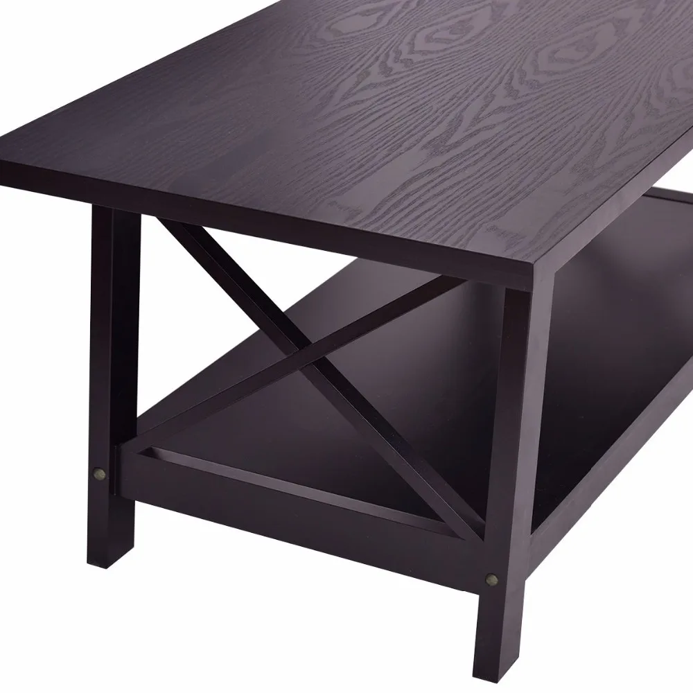 Giantex Coffee Table Rectangle Cocktail Side End w/ Storage Shelf Living Room Furniture Home Furniture HW55016