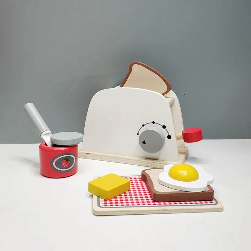 

Wood Pretend Play Kitchen Role Play Game Learning Toy Simulation Toasters Bread Set Kitchen Game Toy Child Play House Toy